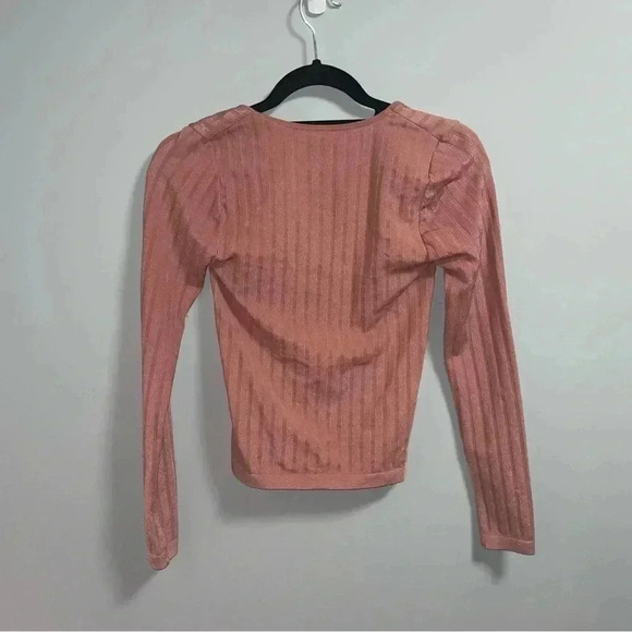 Free People - Lucky You Dusty Rose Long Sleeve Crop Top - Picture 3 of 4